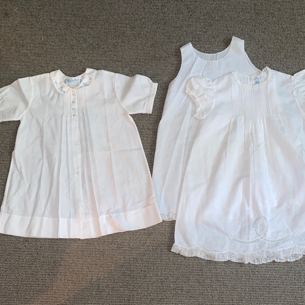 Feltman Bros Hand Embroidered Baby Dress with Slip and Day Gown sz